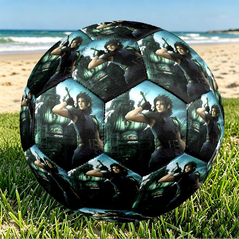 Final Fantasy Print Size 5 Soccer Ball, PU Wear Resistant Football for Match Training and Daily Practice, Birthday Gift for Soccer Fans