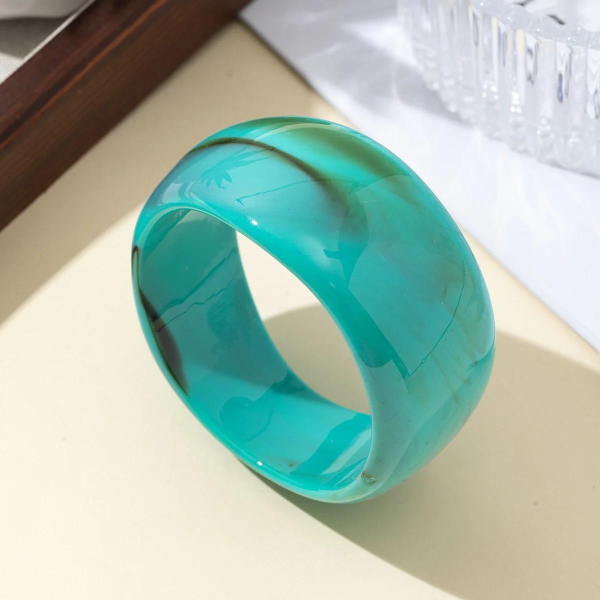 

Vintage Punk Colorful Big Bracelet Thick Resin Acrylic Geometric Y2K Bangle Fashion Triangle Square Bracelet For Women Jewelery 62mm