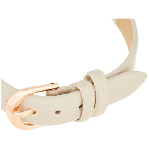 Fieldwork Analog Simple Watch, Pink Gold with Leather Strap, Ivory, JN001-1, Women's