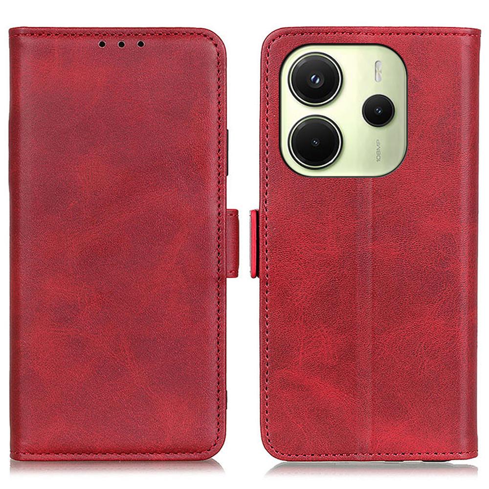 For Xiaomi Redmi Note 14 4G (164.84mm) Case Stand Cowhide Texture PU Leather Phone Cover