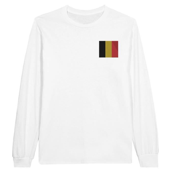 T-shirt manches longues PIXELFORMA - Drapeau de la Belgique - Branco - Regular - Col classique