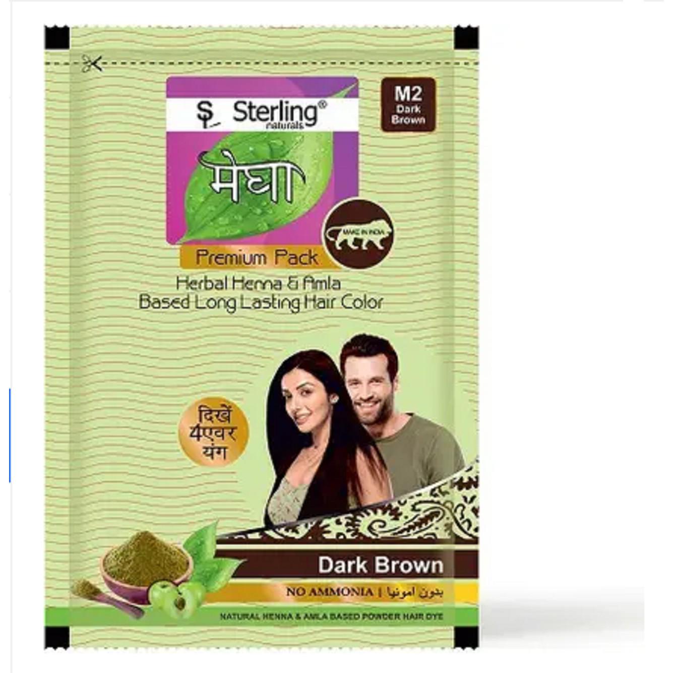 

@ MEGHA MEHANDI Herbal Based Heena Hair Colour Dark Brown 15g Pack Of 12 Zr-2567-60%Off