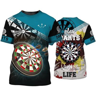 Cooles Design Dart T-Shirt für Herren Sport 3D-Druck Darts Geschenk T-Shirts Damenbekleidung Lustig Kinder Jungen Atmungsaktive Tops T-Shirts
