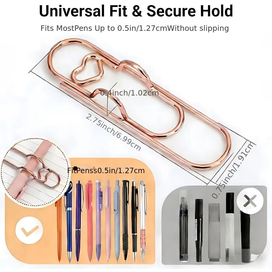 6Pcs Metal Heart Shaped Pen Holder Clips Portable Notebook Loop Clamps For Books Journals Bookmarks