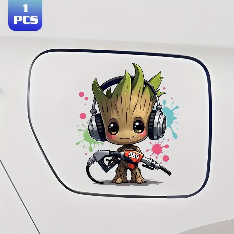 Popular Groot Cartoon Oil Cap Sticker for Car Decoration