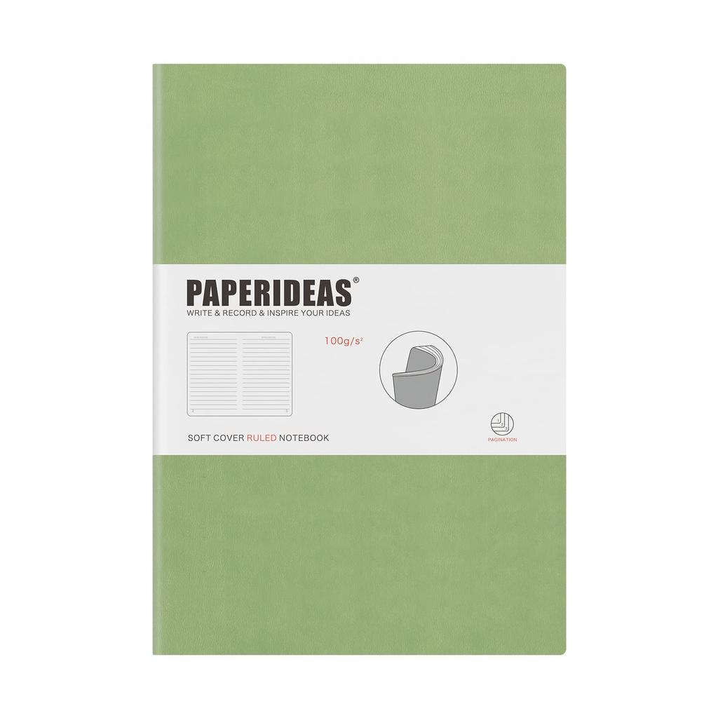 PAPERIDEAS Soft Cover Avocado Notebook, B5, (Horizontal Lines, Green)