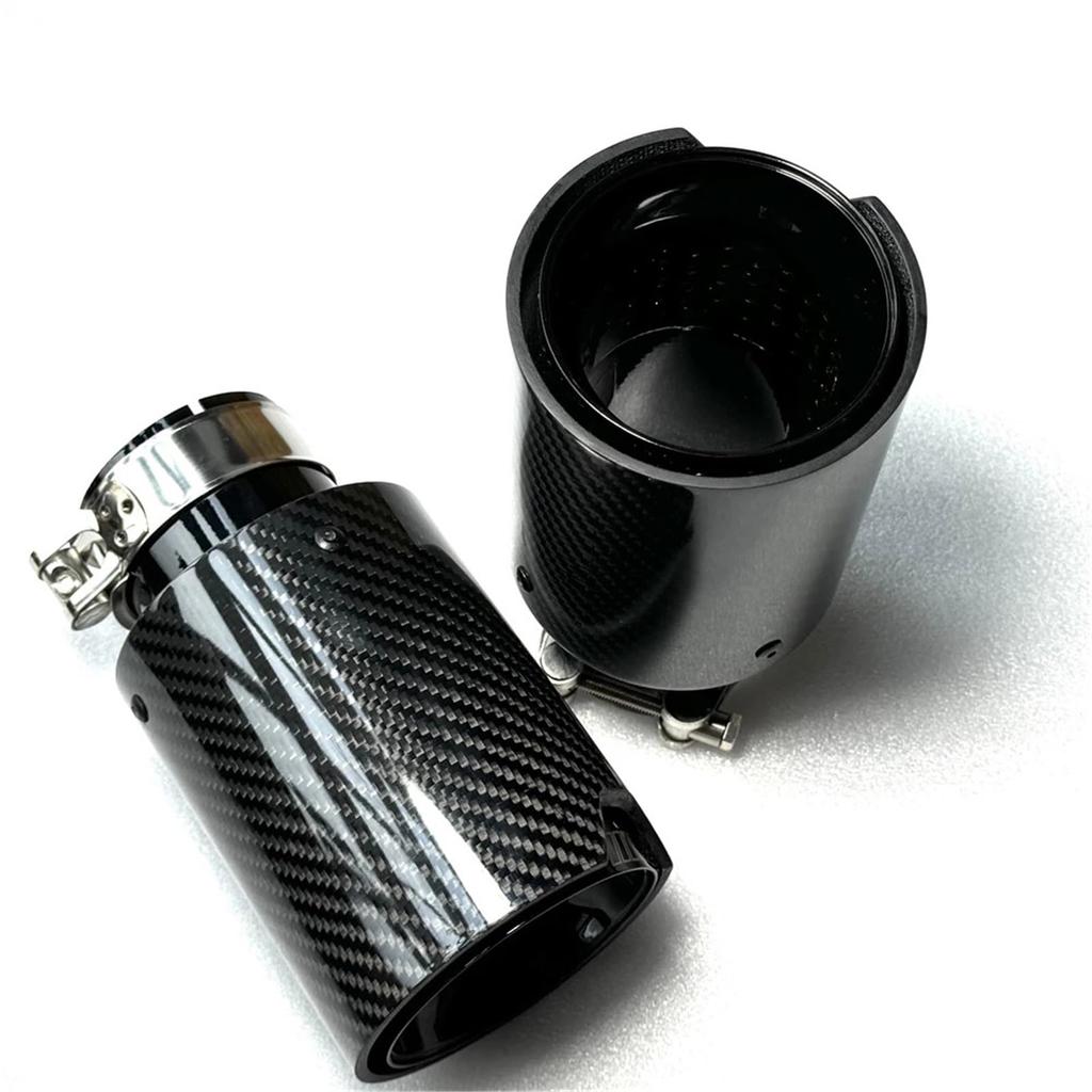 1pc Polished Black Carbon Fiber Rear Tail Exhaust Tip Muffler Tip Nozzle for BMW