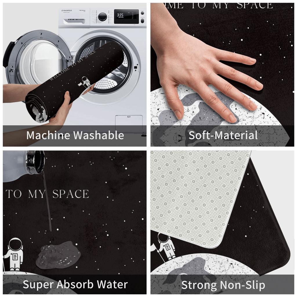 Moon Astronaut Welcome To My Space Doormat Mat Anti-Slip  Bath Kitchen Living Room Rug Carpet 40*60cm