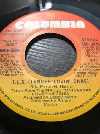 

7inch Record MFSB T.L.C. Tender Lovin Care ZS83576 Columbia Phila 1975 Canada SoulFunk Used