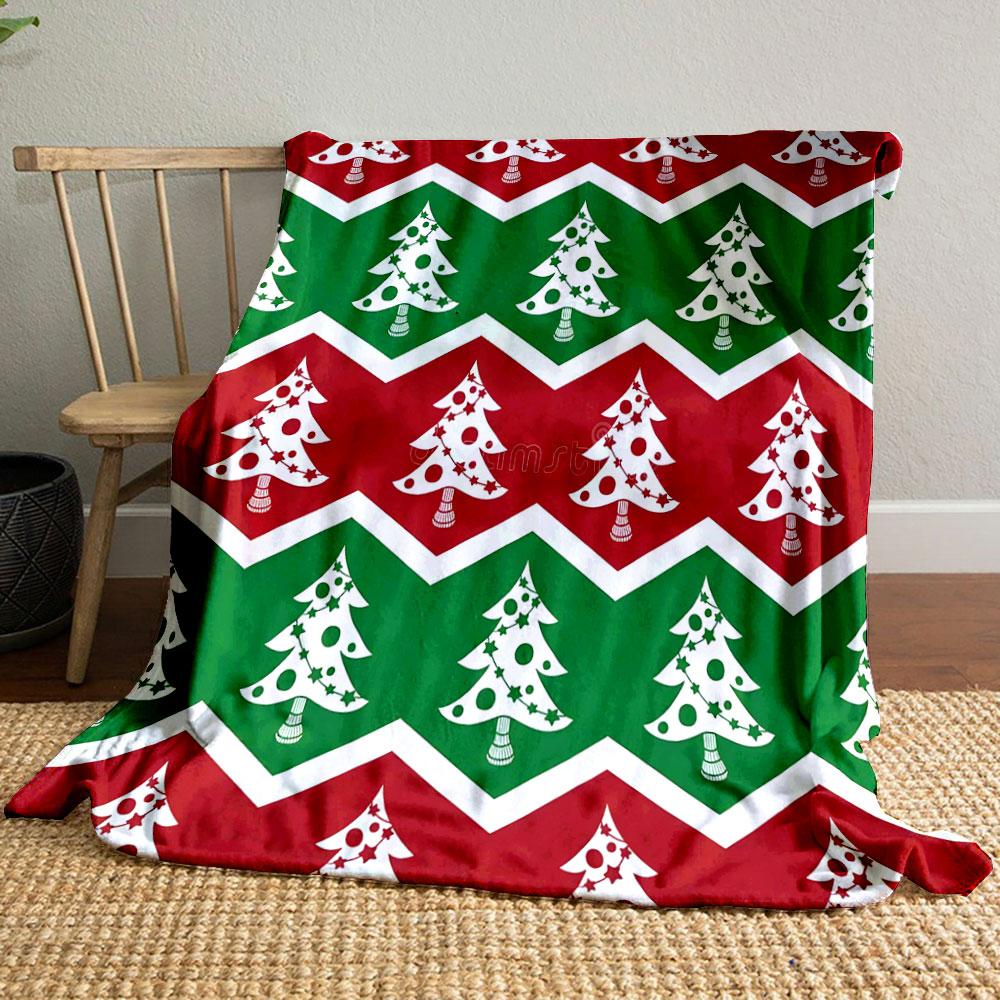 Zigzag Christmas Tree Pattern Print Blanket Soft and Cozy Perfect for the Living Room Bed Sofa or a Nap,gift