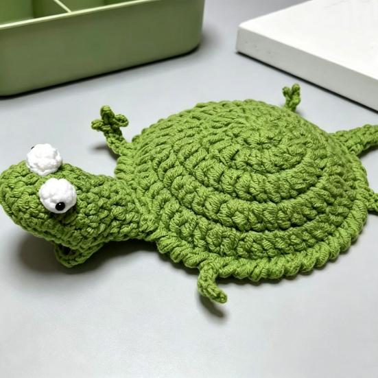 Crochet Lizard Coaster, Funny Handmade Animal Cup Mat, 3D Knitted Drink Coaster for Desk, Cute Heat Resistant Table Protector