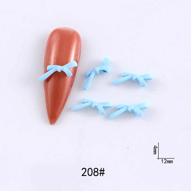 New Cute Bow Heart Nail Art: Frosted Matte Blue & Pink