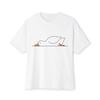 Minimalist Line Drawing Lying Duck Print T-and Kids Tshirt Men Soft Cotton Loose Cute Animal Simple Aesthetic Casual Daily Streetwear Tee