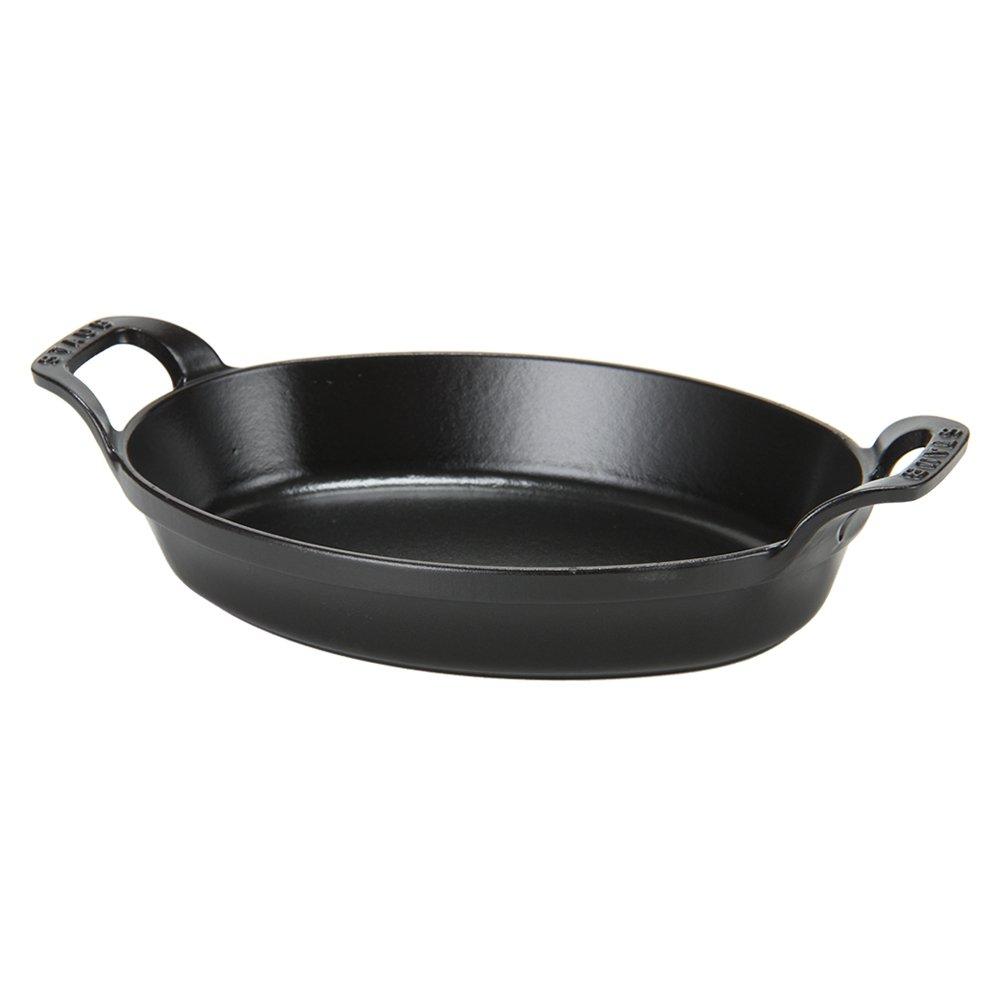 Staub Oval Stackable Gratin Induction Stylish Oven Dish, 24cm, Dish, Compatible, Enamel, Dish, Black, 1302323/40509-393-0 [Used]