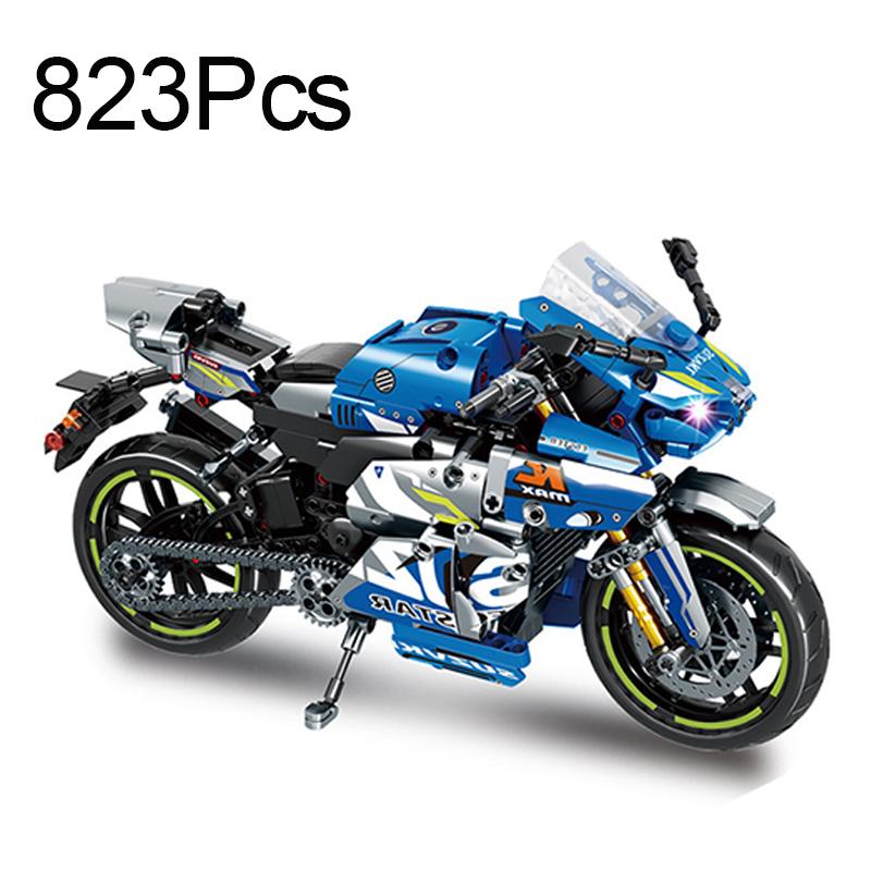 MOC City Technical Super Motorcycle Racing Motorbike Model Building Block DIY Locomotive Brick Toys for Children Boys Gifts
