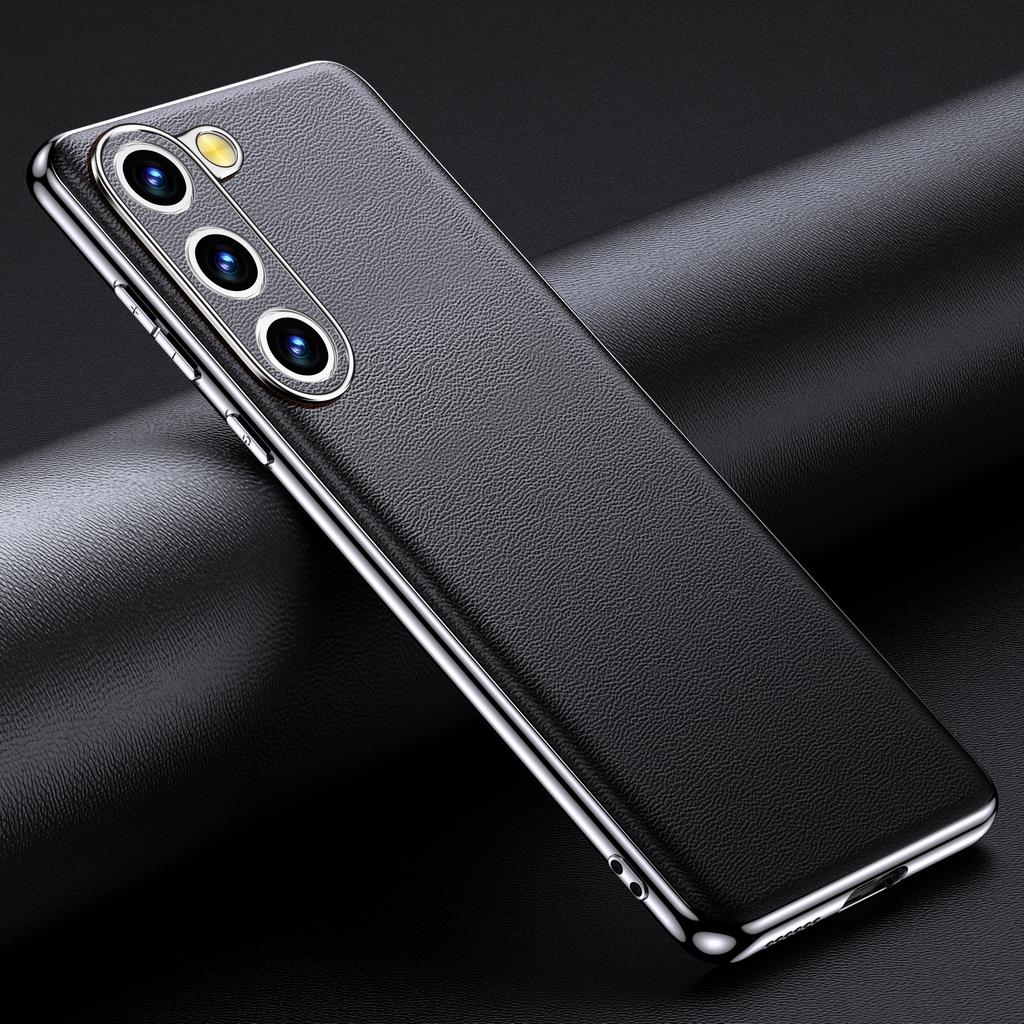 Genuine Cowhide Leather Phone Case for Samsung Galaxy S25 S24 S23 Ultra S22 Plus S21 Note 20 Plating Shockproof Protector Cover