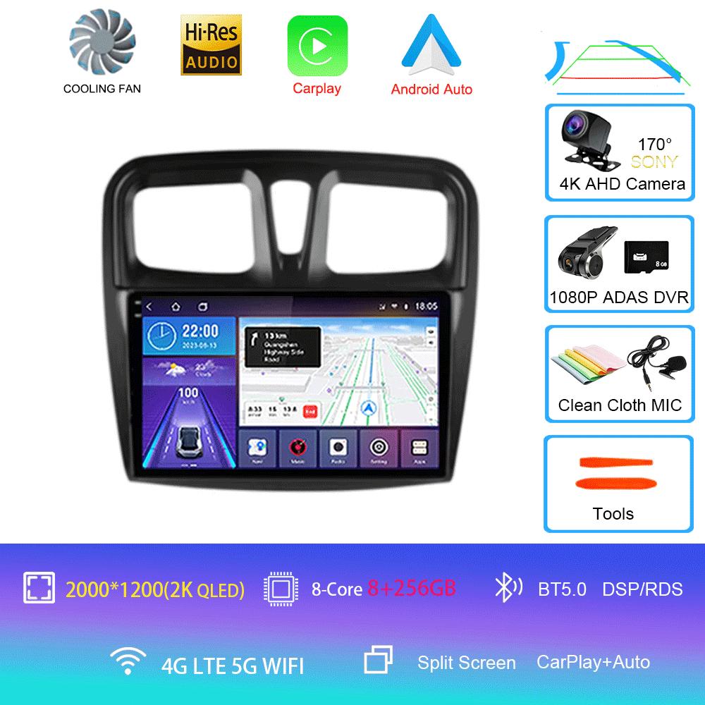 Car Radio Android 14 Carplay For Renault Logan 2 Sandero 2 2012 2013 - 2019 Navigation GPS Multimedia Player wifi+4G BT DSP 2DIN