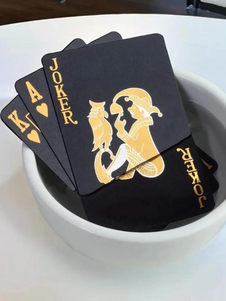 New 54 Black and Gold Plastic Playing Cards Waterproof Card Gift Collection Aluminum Foil Poker Set Practical Party Gifts