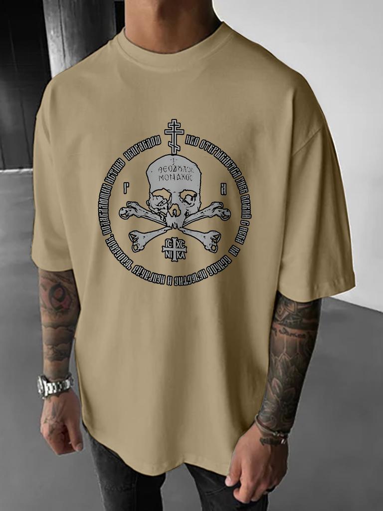 Russian Orthodox Skeleton Crossprint Tshirt Design Summer Hundred Casual Printed Mens TShirt