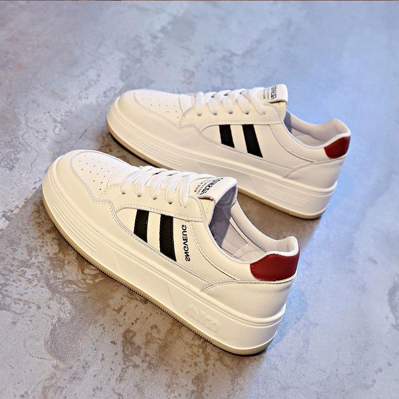 Leather Fashion Soft Sole Women's Spring New Muffin Sole Lightweight Versatile Casual White Shoes