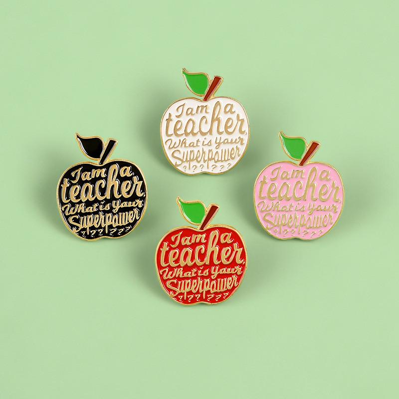 Alloy Customizable Apple Brooch Eyecatching Teacher Gift Enamel Pin Accessory Fashion