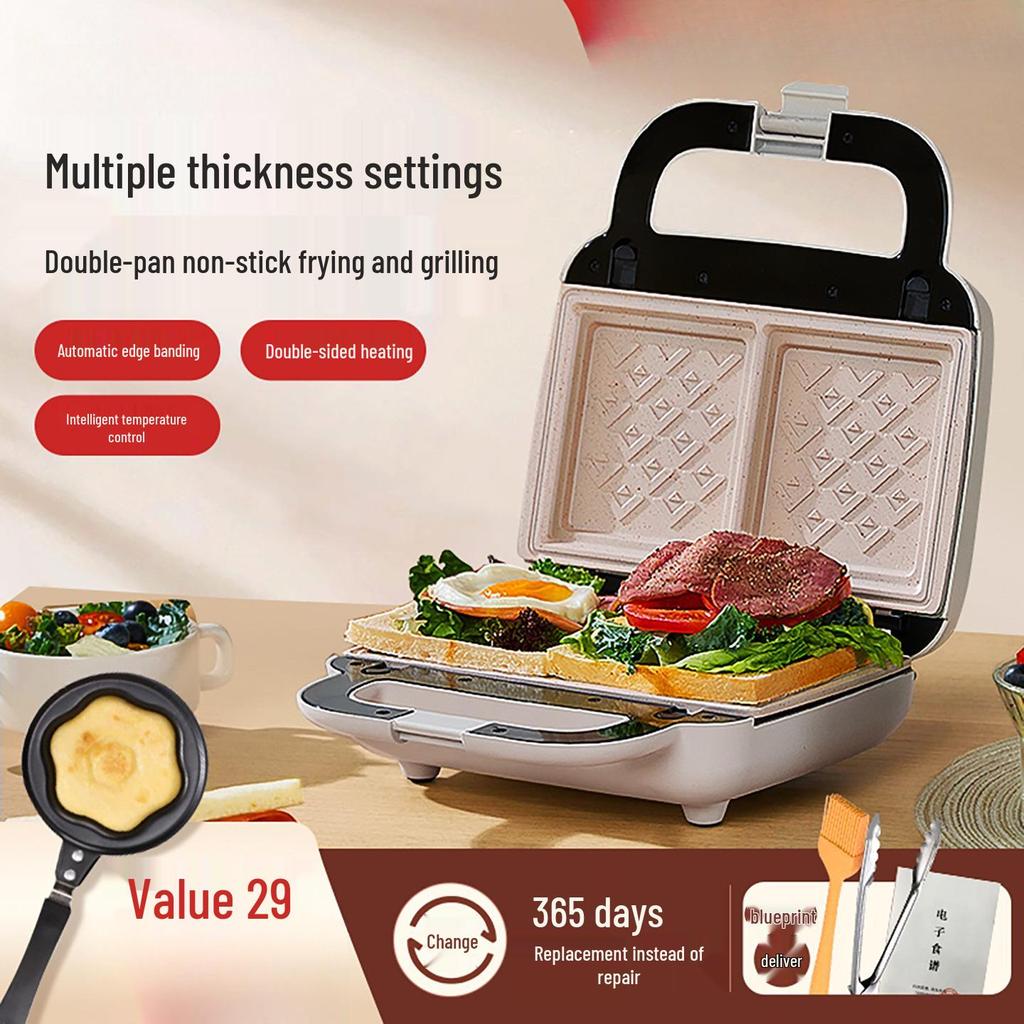 Dual-Disc Breakfast Sandwich Maker - Multifunctional Electric Griddle for Home.