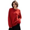 European and American Knitted Sweater Women's Loose Round Neck Solid Color Long Sleeve Thickened Large Size Autumn and Winter Casual Pullover