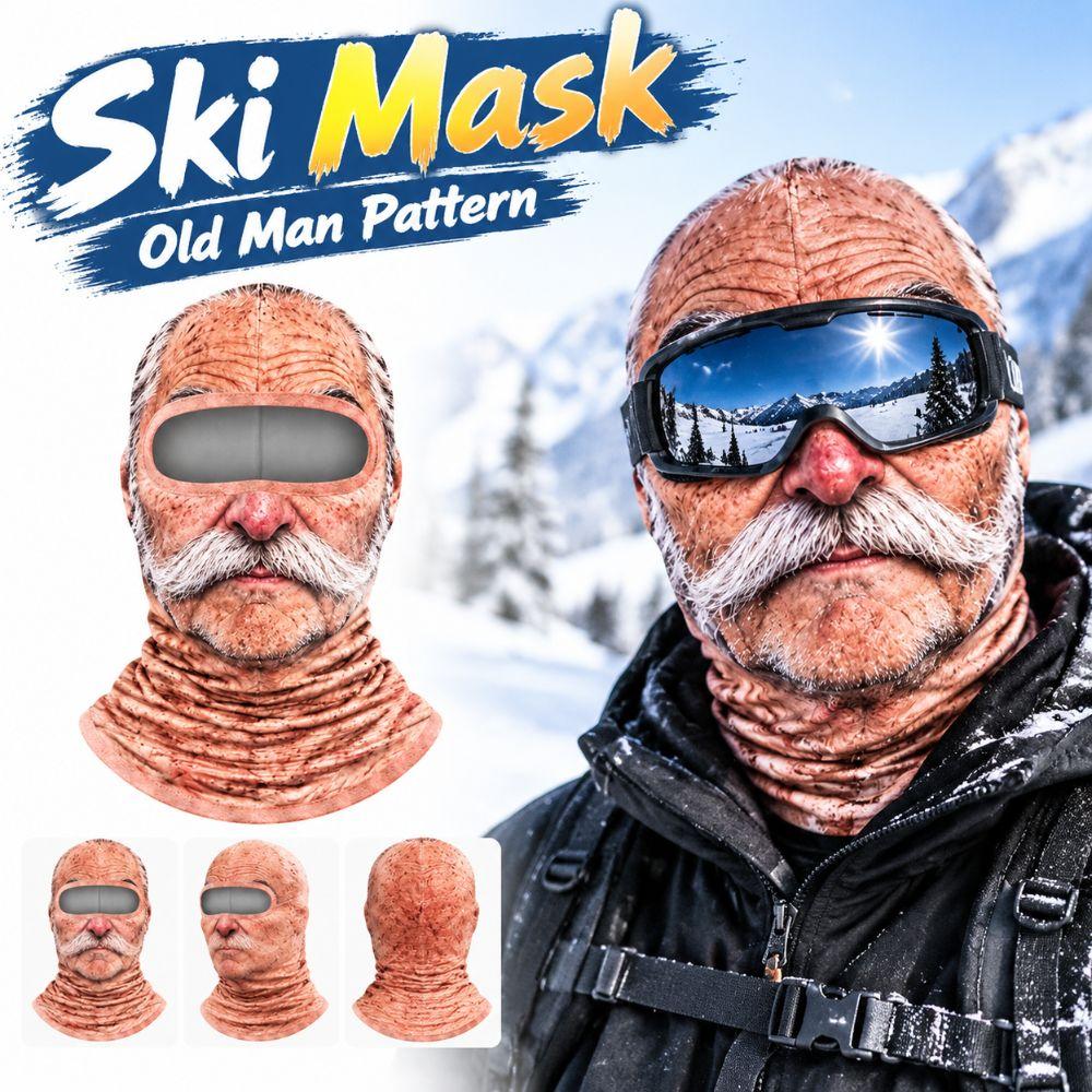 3D Face Printed Balaclava Vzor starca Maska na celú tvár pre Zimné Vonkajšie Športy Cyklistiku