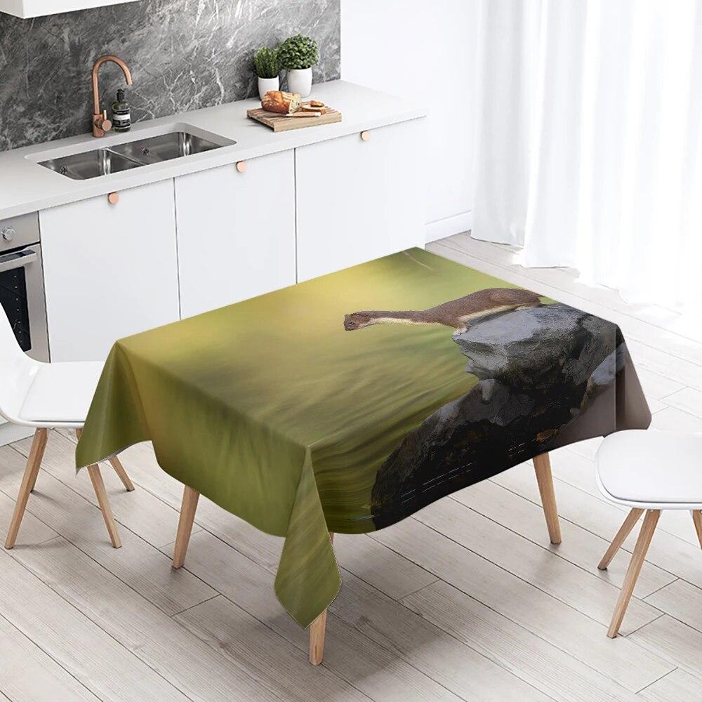 Cute Mink Animal Tablecloth Party Restaurant Table Decoration Waterproof Rectangular  Kitchen New Home
