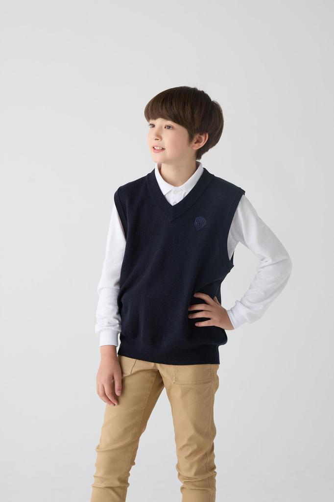 Strickweste Schulweste 140900 Kinder Navy 170 [Beams School] V-Ausschnitt