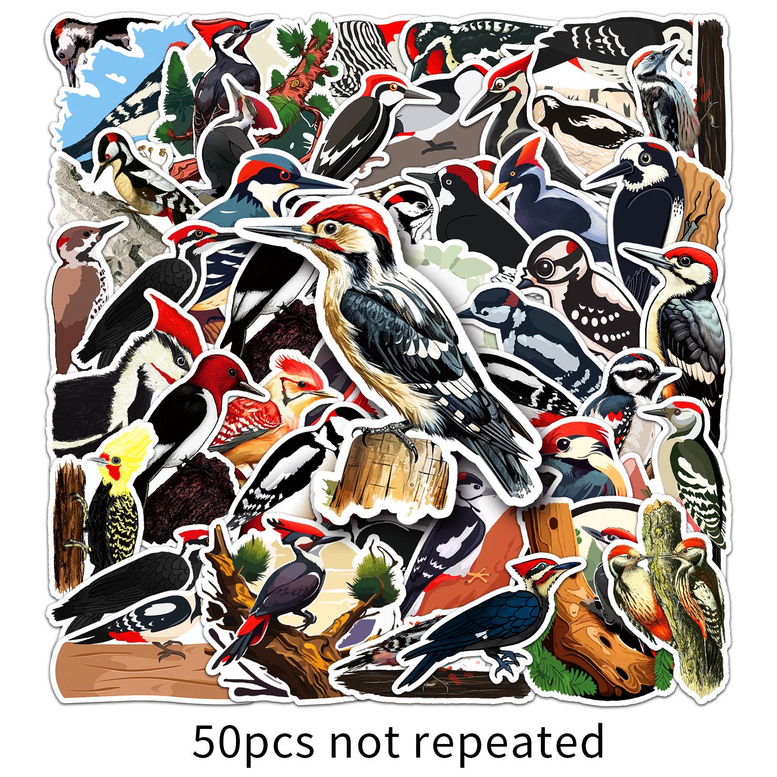 50pcs Waterproof Woodpecker Cartoon Animal Stickers for DIY Decoration
