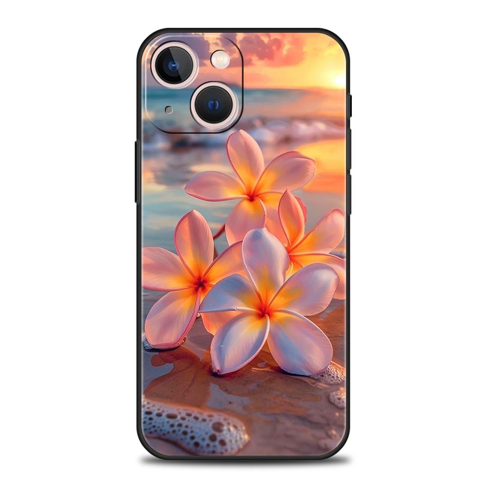 Beauty Flowers Leaves Luxury Phone Case For iPhone 13 15 14 12 Mini 11 Pro MAX XR X SE XS 7 8 Plus Silicone Protection Cover