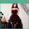 Gothic Halloween Dress For Women With Vampire Theme Polyester Costume For Stage Performances