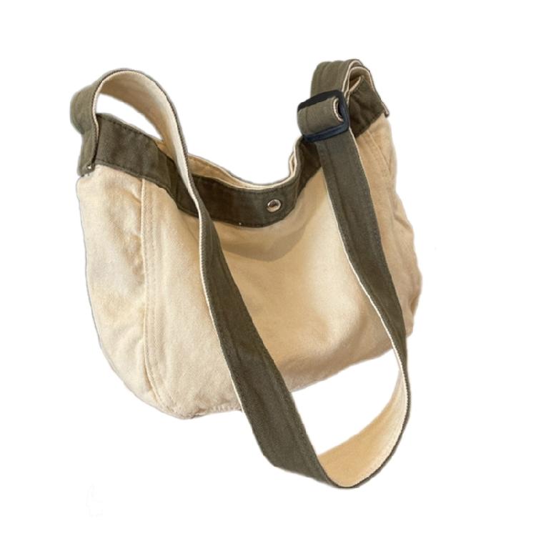 Japanese Canvas Crossbody Bag for Girls Contemporary Messenger Shoulder Bag бежевый