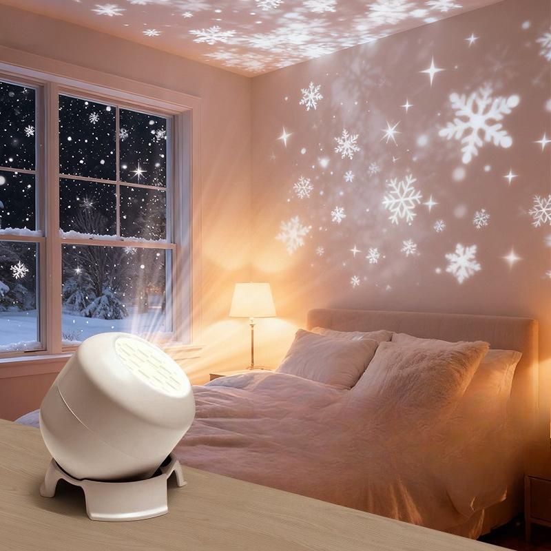 1Pc LED Dynamic Starry Sky Projection Light Ocean Gypsy Atmosphere Light, Children's Bedroom Christmas Snowflake Night Light