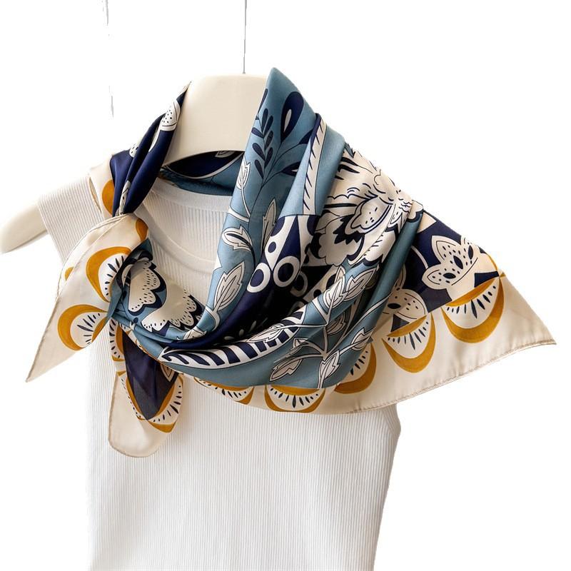 Sunscreen Light Luxury Printed Silk-Like Scarf Shawl Neck Scarf High-End Versatile Women's Headband