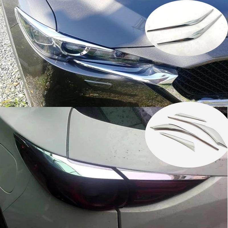 For Mazda CX5 CX-5 KF 2017 2018 ABS Front Headlight Lamp Eyelid Cover Strips Rear Light Eyebrow Trims Car Sticker