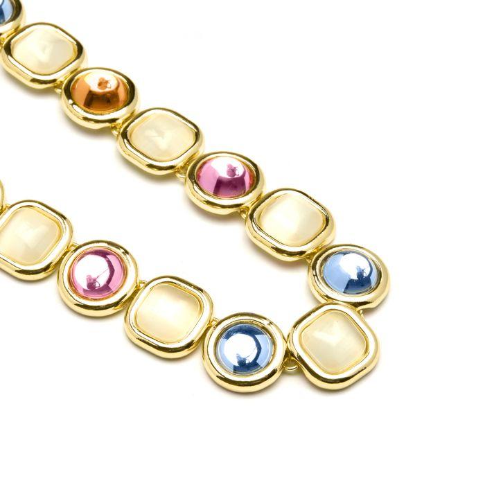 Collier - Luxenter - Mante - Or Jaune 18K - Cristal Multicolore - 42 Cm + 3 Cm D'extension