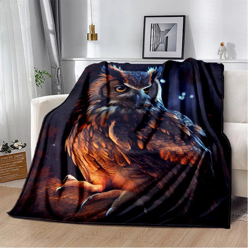HD Colourful Cute Owl Cartoon Blanket,Soft Throw Blanket for Home Bedroom Bed Sofa Picnic Travel Office Rest Cover Blanket Kids