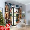 2pcs 2D flat printing Merry Christmas Party Curtains Christmas toy store Fabric Without Electricity Family Party for Holiday