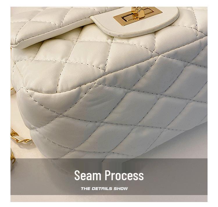 2024 Spring Women's Argyle Chain Crossbody Bag - High-End Fashion with Little Golden Ball Accent