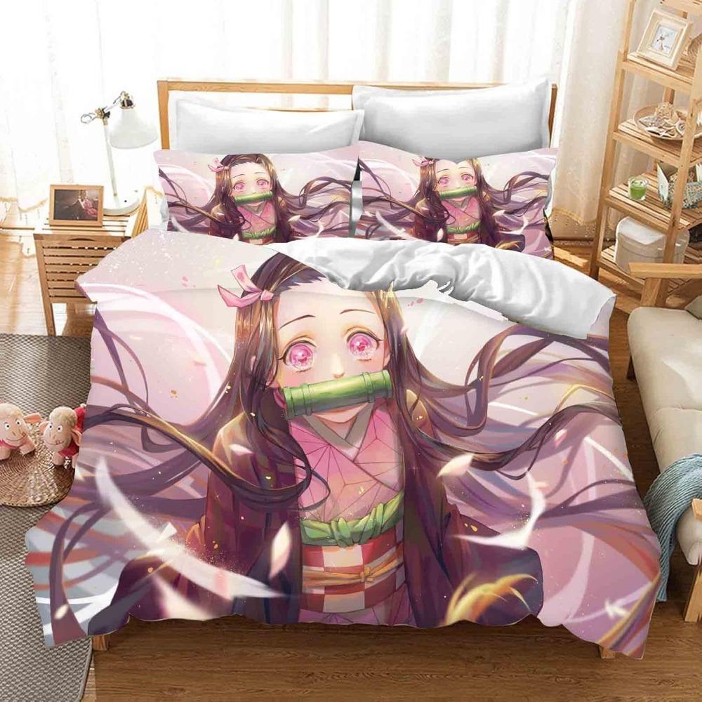 Cartoon Anime Bed Linen,Microfibre Bedding Sets, Children's Bed Linen with Zip Room Decor  Duvet Cover  for Teenagers  Adult