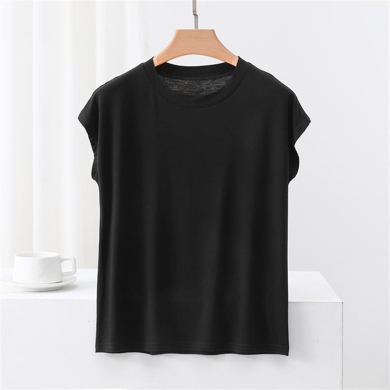 Modal Crew Neck Short Sleeve Casual T-Shirt - Women's Slimming, Versatile Summer Top.