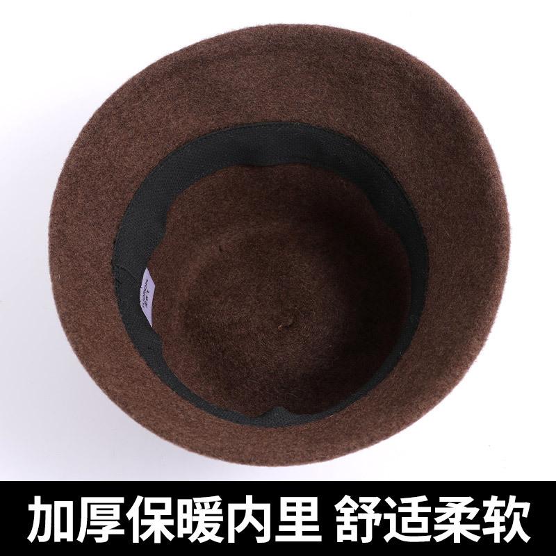 

New wool basin hat women s fashion versatile bucket hat solid color face small warm bucket hat autumn and winter One Size чорний