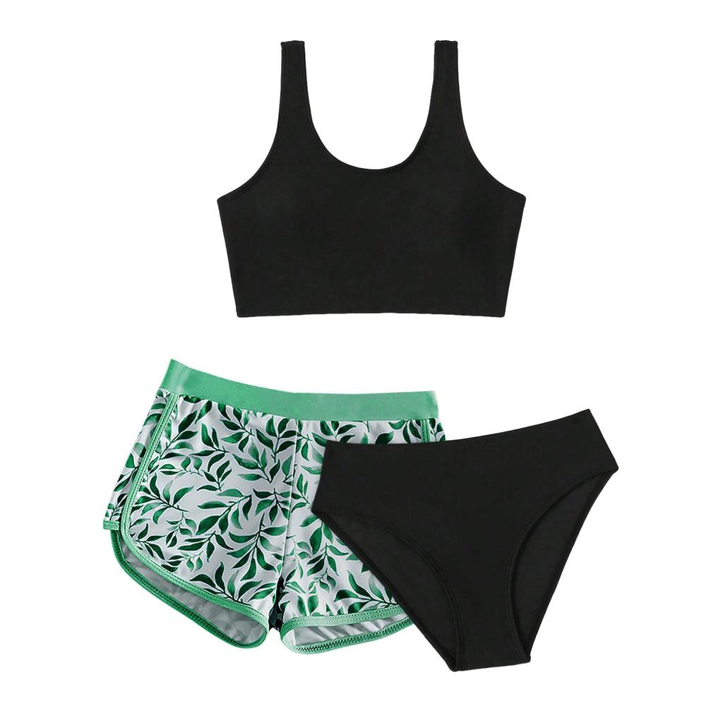 Summer Girls' Swimsuit Three-piece Split Swim Shorts Children's Printed Split Fashion Swimsuit