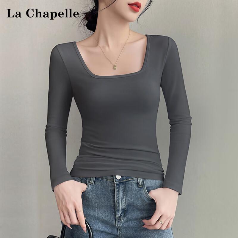 La Chapelle Women's Pure Cotton Square Neck Long Sleeve T-Shirt