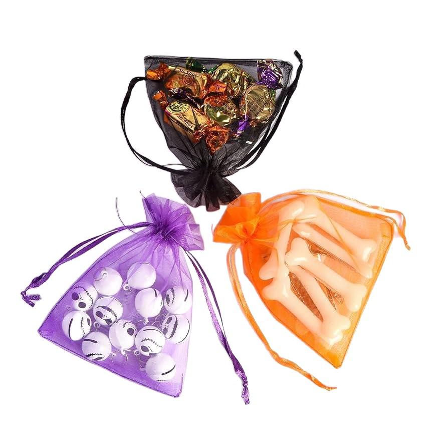 Halloween Pumpkin Candy Gift Bags – Transparent Gauze for Chocolate and Treats