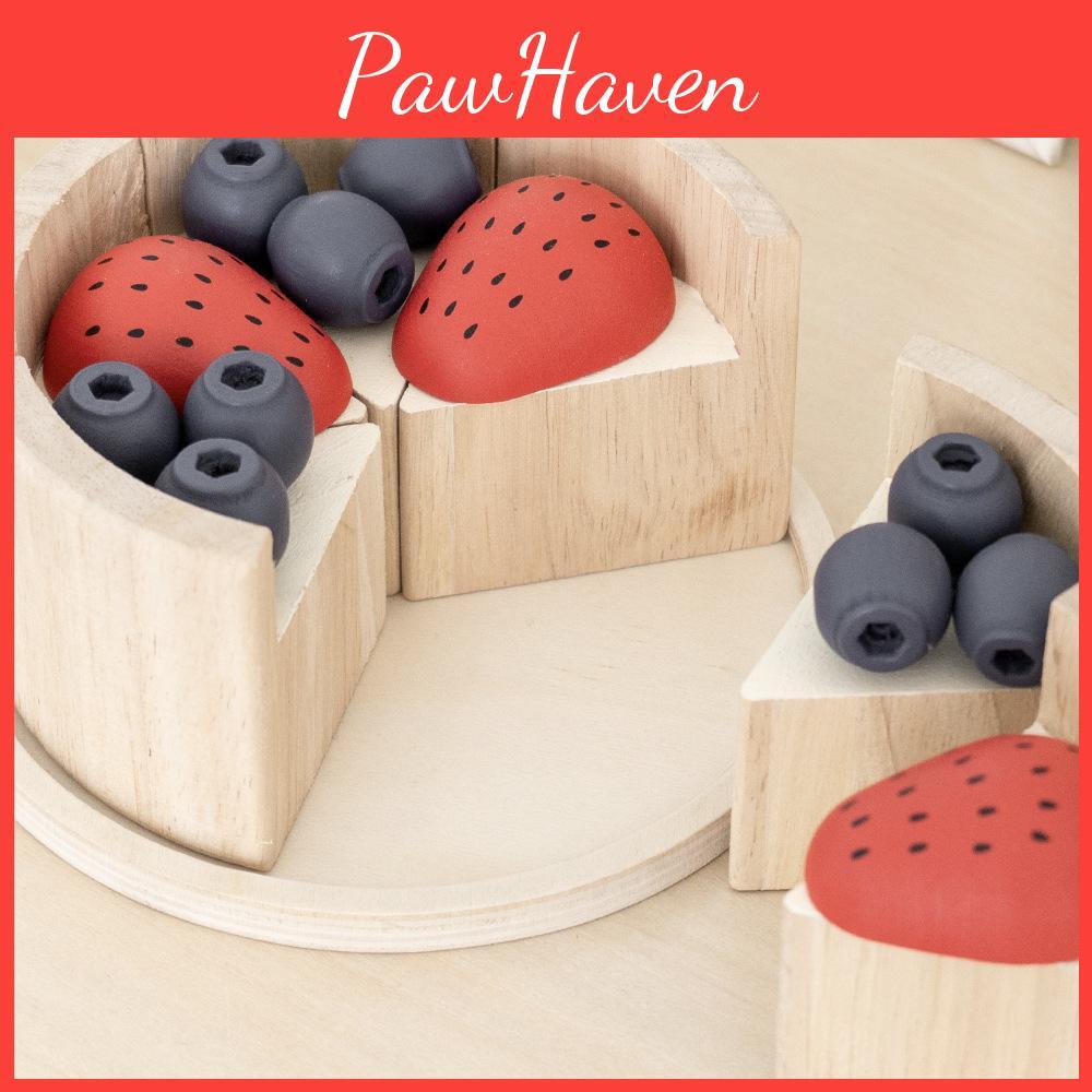 Wooden Simulation Blueberry Strawberry Cake Model Children Toy Set For Play Role