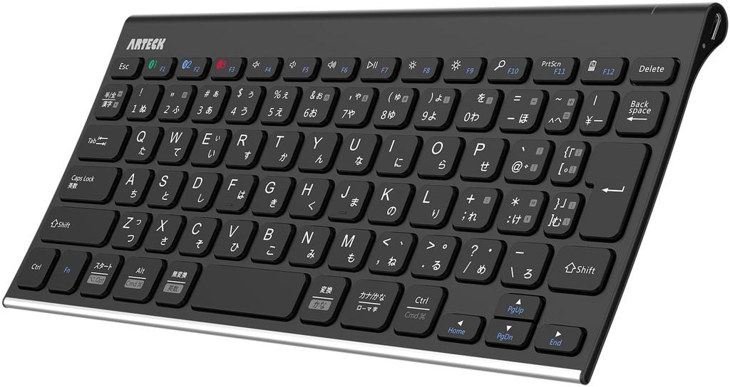 Arteck Wireless Keyboard, Japanese Layout, Multi-Device, Stainless Steel, Bluetooth Keyboard, Portable Design, Bluetooth Compatible with iOS,