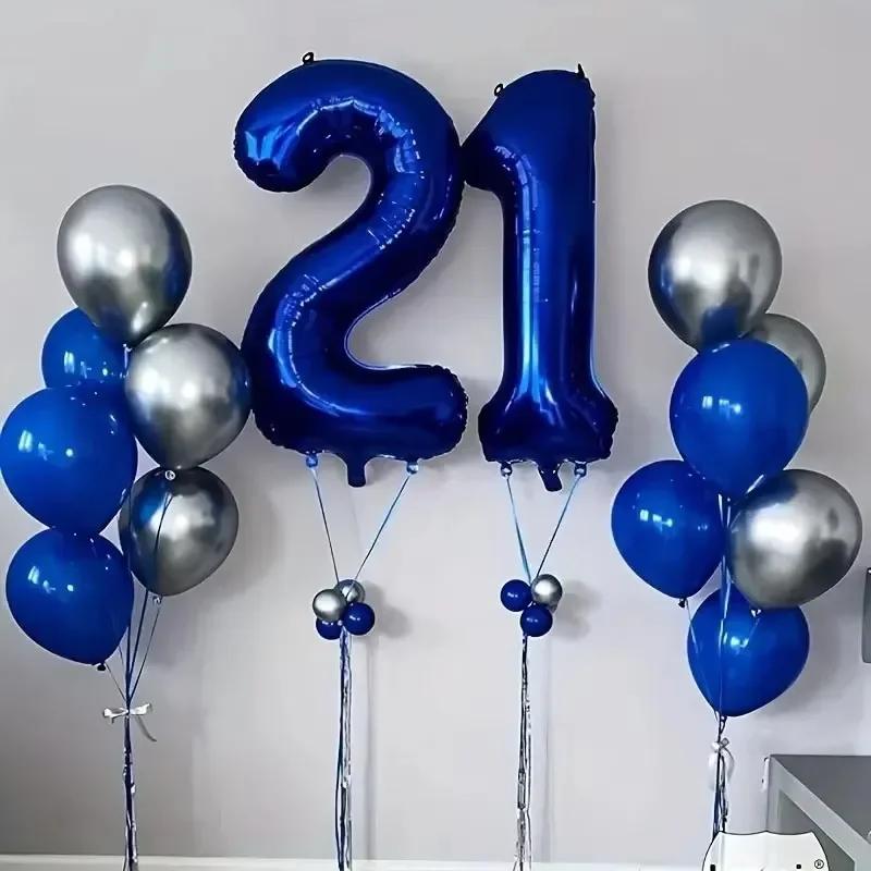 40Inch Dark Blue Birthday Balloons 340Inch Number Baloon 1 2 3Rd Birthday Party Decoration Kids Anniversaire 9/1/3 S Old